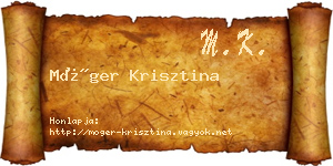 Móger Krisztina névjegykártya